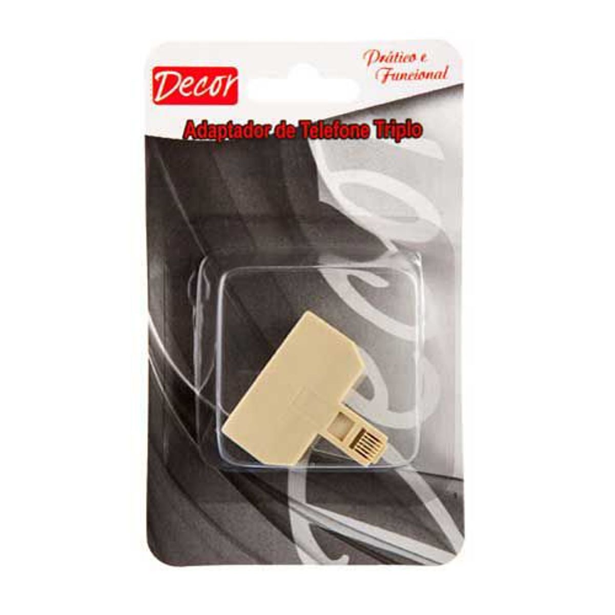 Adaptador de Telefone Triplo Bege 14x8x3cm, marca Dualcomp - Foto Principal