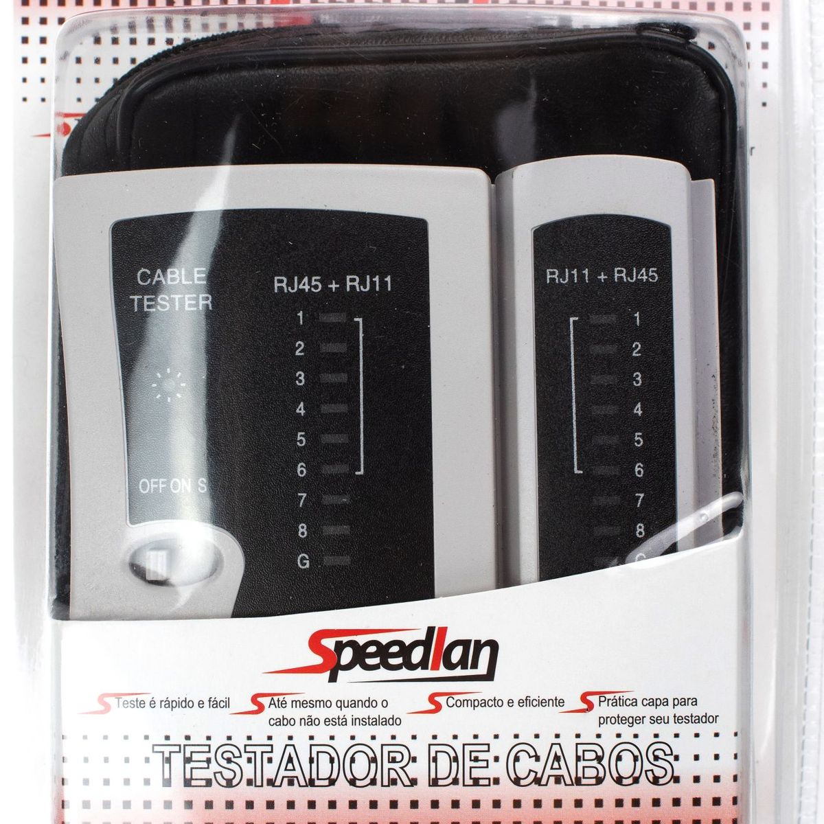 Testador para Cabos UTP RJ45/RJ11 com Case 24x24x6cm Cinza, marca Dualcomp - Foto 2