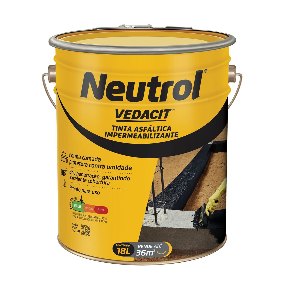 Pintura Asfáltica Neutrol 45 Balde 18 Litros, marca Vedacit - Foto Principal