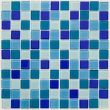 Pastilha de Vidro Miscelânea Mix-01 2.5x2.5 30x30, Azul Placa 30x30