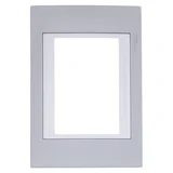 Placa 4x2 3 Postos Plata Mate com Moldura Branco