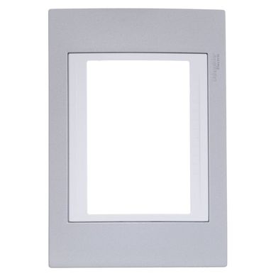 Placa 4x2 3 Postos Plata Mate com Moldura Branco