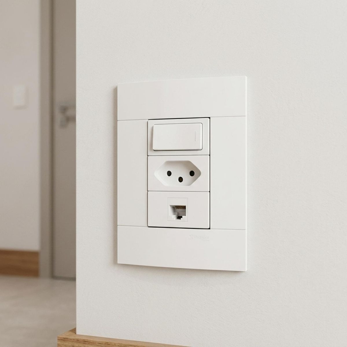 Placa Decor Branca 4X2 3 Postos, marca Schneider - Foto 2