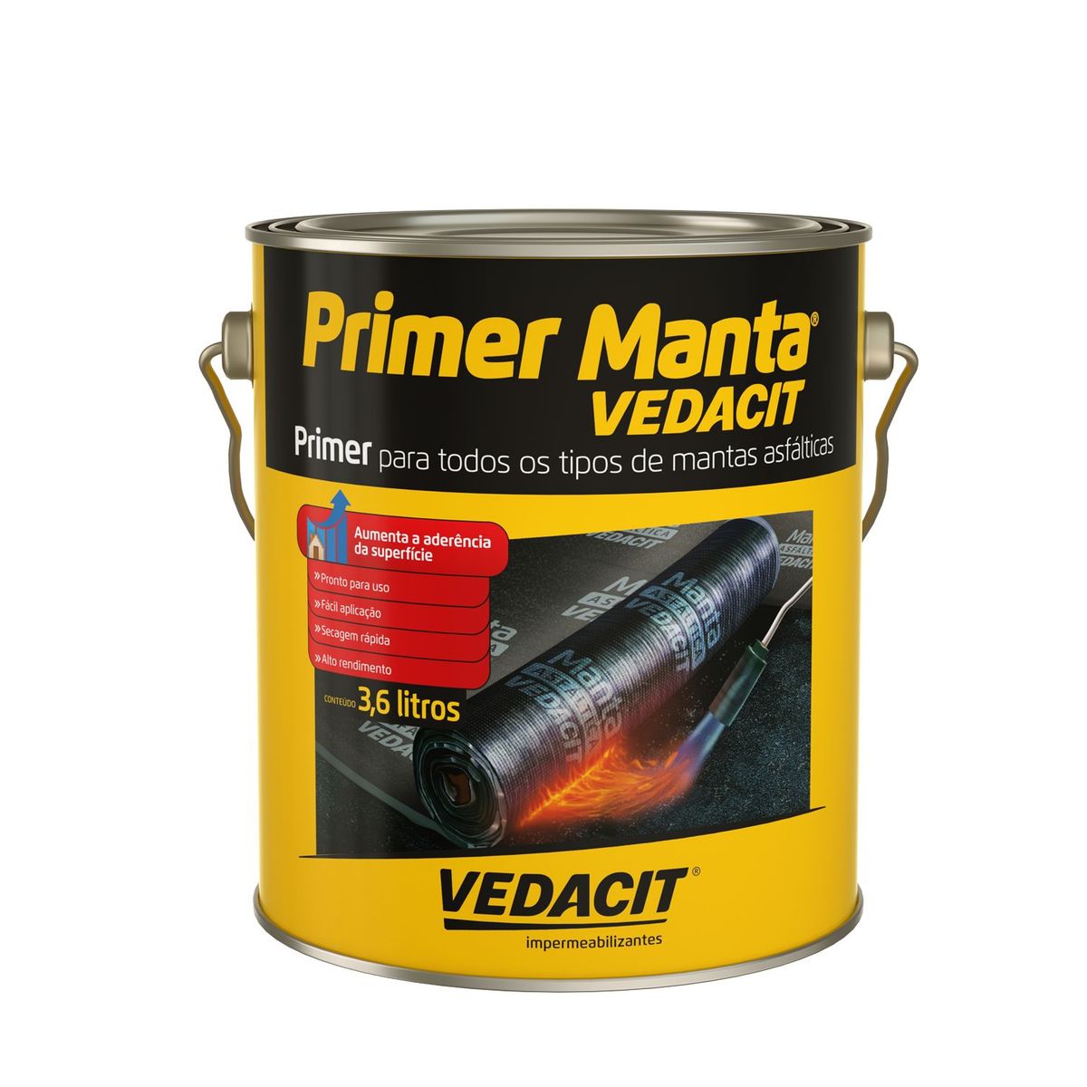 Vedacit Primer para Manta Asfáltica Base Solvente Galão 3,6 Litros, marca Vedacit - Foto 2