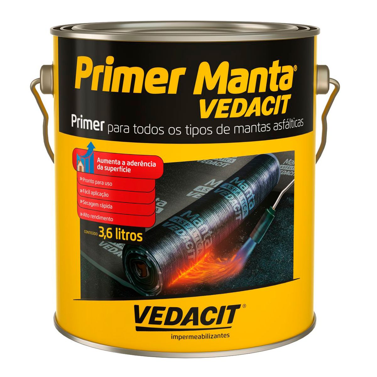 Vedacit Primer para Manta Asfáltica Base Solvente Galão 3,6 Litros, marca Vedacit - Foto Principal