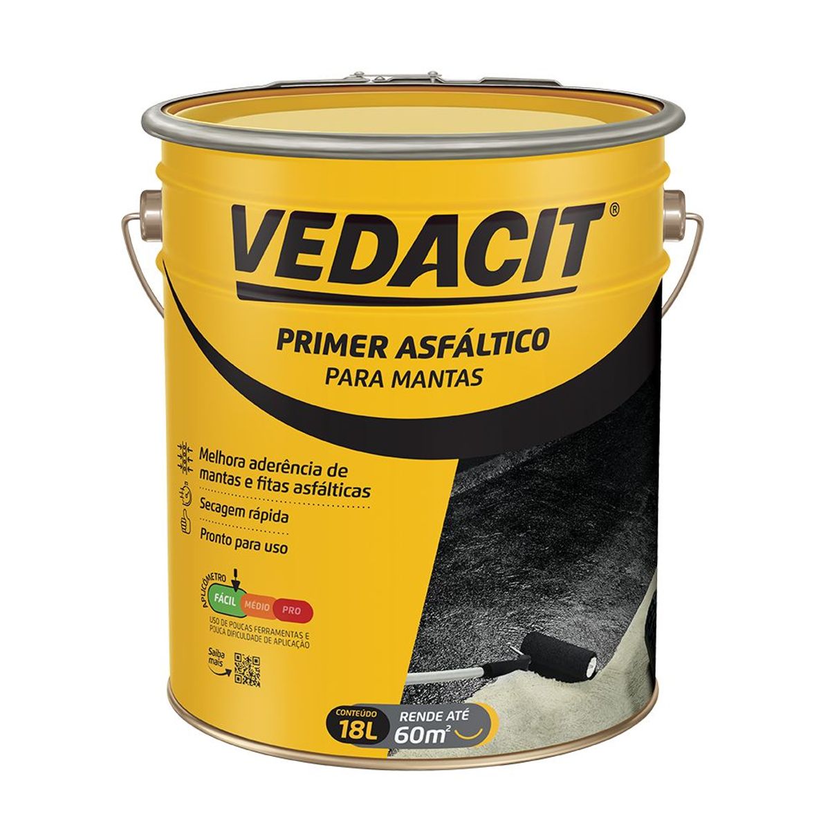 Vedacit Primer para Manta Asfáltica Base Solvente Balde 18 Litros, marca Vedacit - Foto Principal