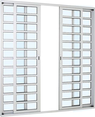 Porta de Correr com Travessa Alumnio 4 Folhas Central 216x200x8,7cm Alumifort