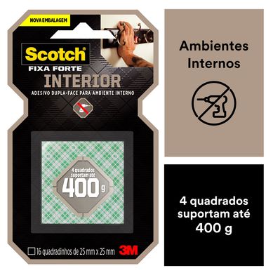 Fita Dupla Face 3M Scotch Fixa Forte Espuma - 16 quadradinhos