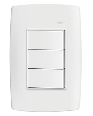 Conjunto para 3 Interruptores Simples Horizontal 4x2 S30 10 A 250V 4x8x12cm Branco