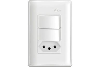 Conjunto 1 Interruptor Simples 1 Interruptor Paralelo e 1 Tomada 2P+T 4x2 S30 Branco