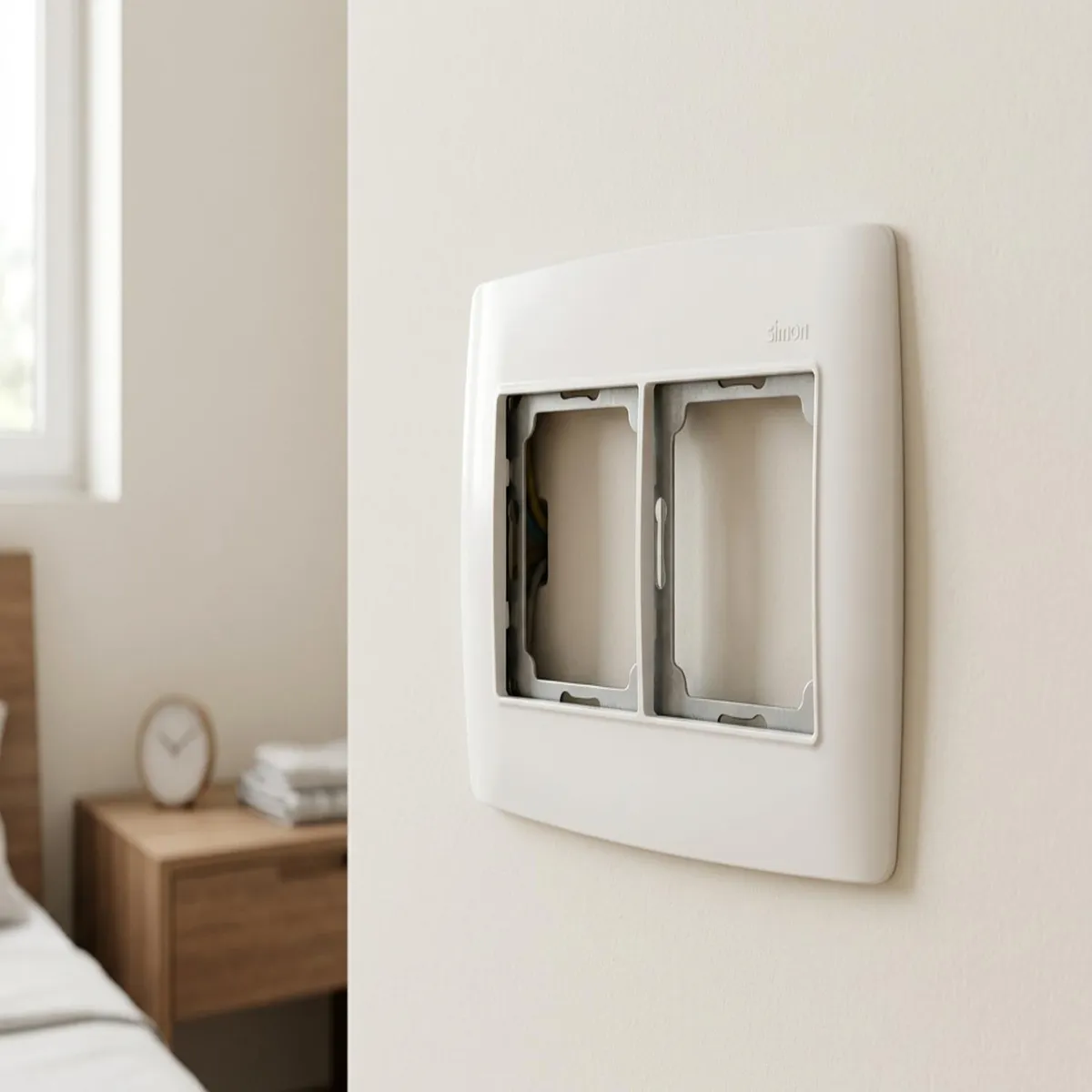 Placa 6 Postos S30 2x12x12cm Horizontais com Suporte 4x4 Branco, marca Simon - Foto 2