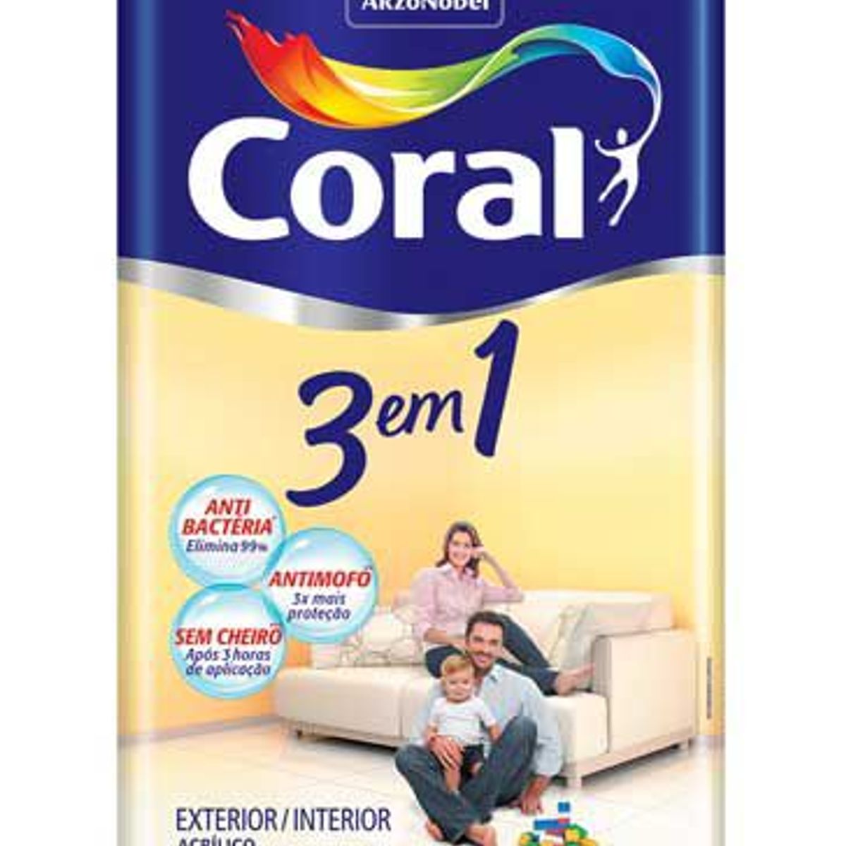Tinta Fosco Acrílica 3 em 1 Premium 18L Perola Tintas Coral, marca Coral - Foto Principal