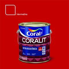 Esmalte Sintético Brilhante Vermelho 3,6L Coralit Premium para Madeiras e Metais