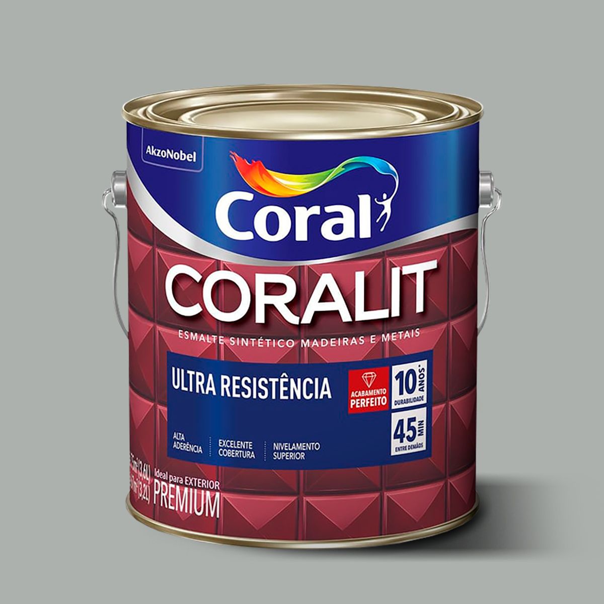 Esmalte Sintético Brilhante Platina 3,6L Coralit Premium para Madeiras e Metais, marca Coral - Foto 2