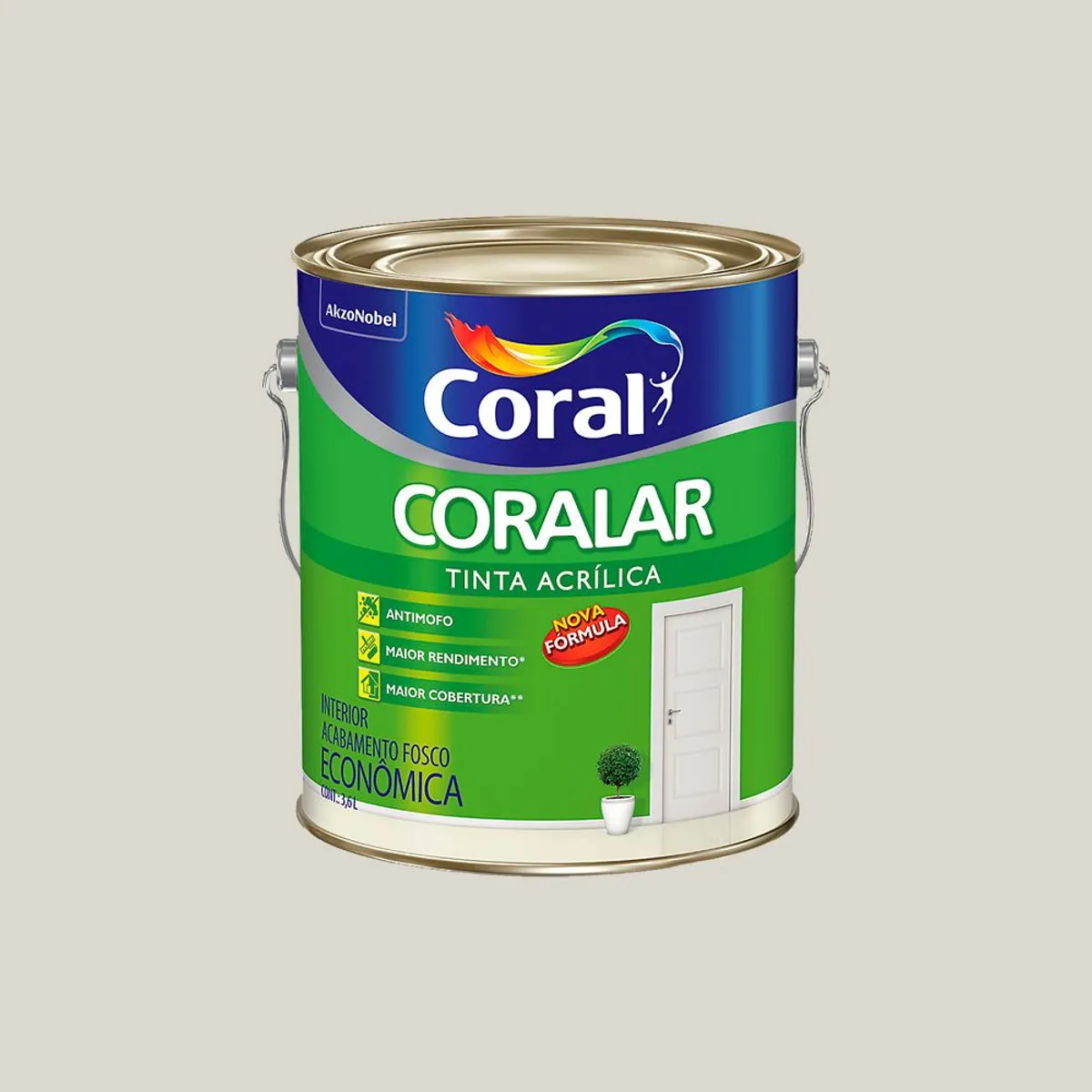 Tinta Fosco Acrílica Coralar Econômico 3,6L Branco Gelo, marca Coral - Foto 2