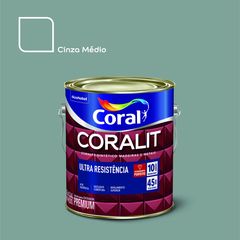 Esmalte Sintético Cinza Médio 3,6L Coralit Premium para Madeiras e Metais