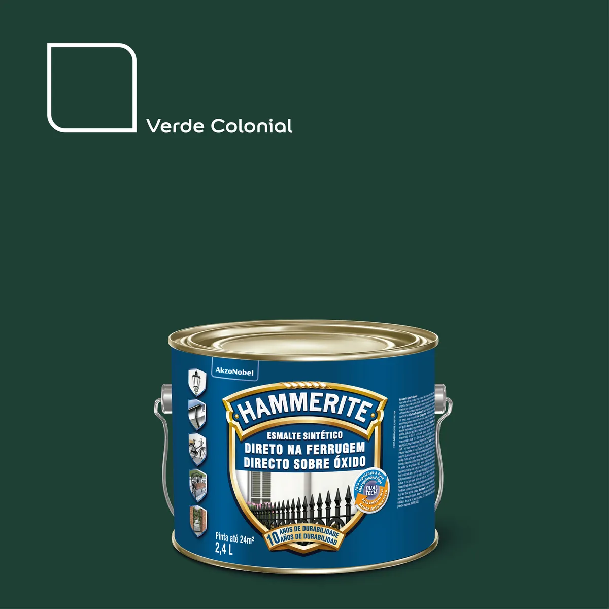 Esmalte Sintético Acetinado Verde Colonial 3,6L Coralit Premium para Madeiras e Metais, marca Coral - Foto Principal