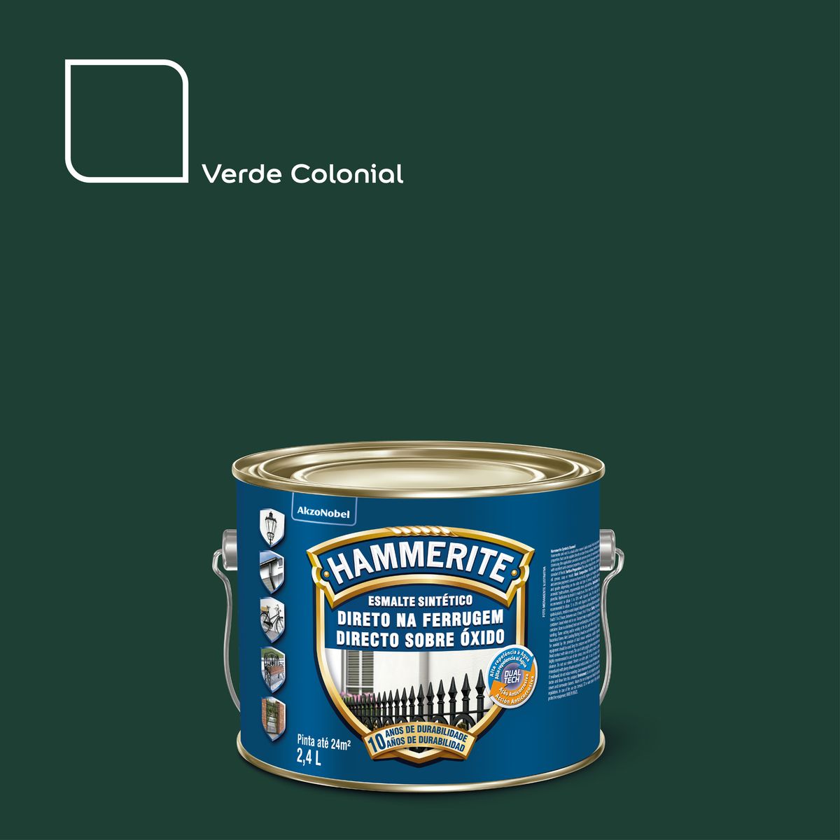 Esmalte Sintético Acetinado Verde Colonial 3,6L Coralit Premium para Madeiras e Metais, marca Coral - Foto Principal
