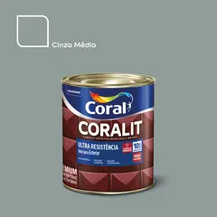 Esmalte Sintético Cinza Médio 900ml Coralit Premium para Madeiras e Metais