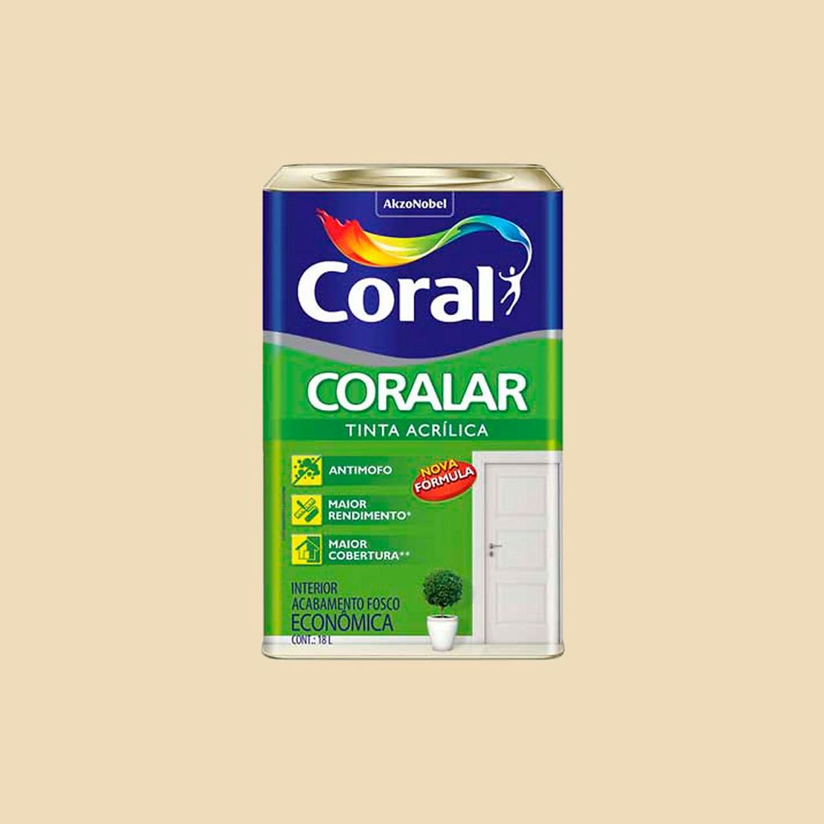 Tinta Fosco Acrílica Coralar Econômico 18L Branco Gelo, marca Coral - Foto 2