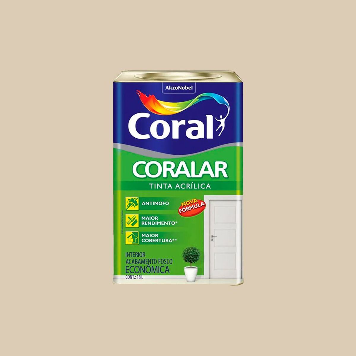 Tinta Fosco Acrílica Coralar 18L Areia, marca Coral - Foto 2