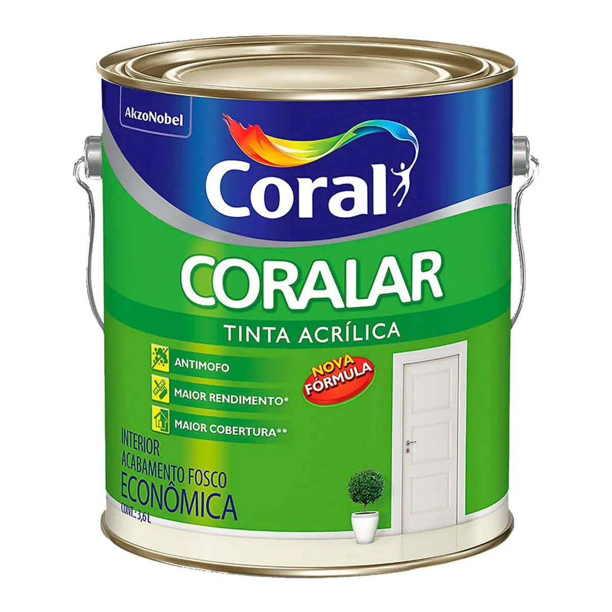 Tinta Fosco Acrílica Coralar Econômico 3,6L Marfim, marca Coral - Foto 2