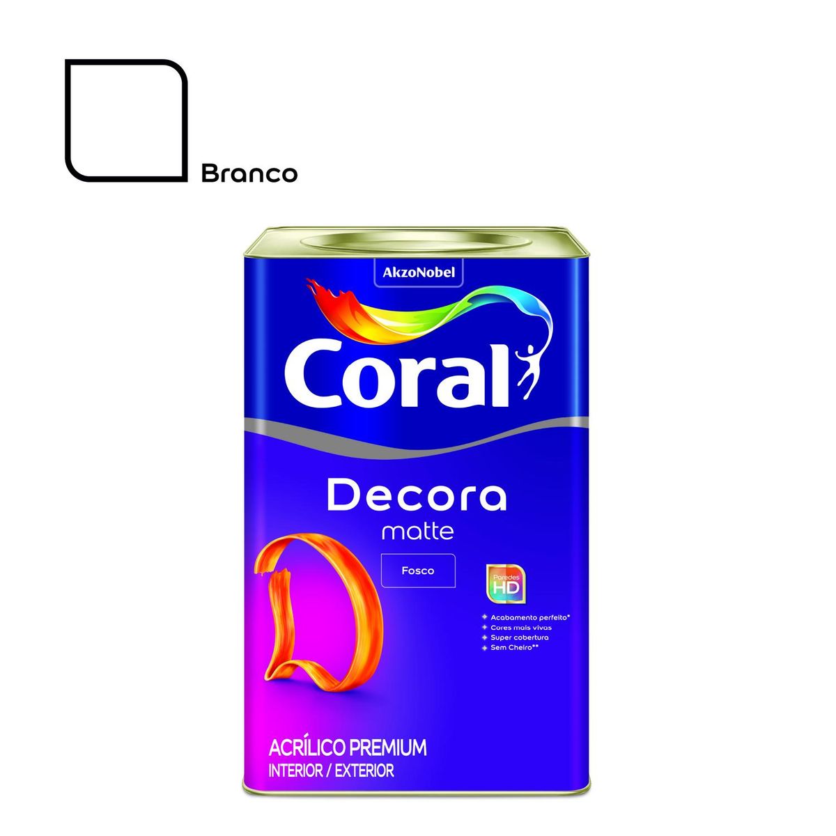 Tinta Acrílica Fosco Decora 18L Branco, marca Coral - Foto Principal