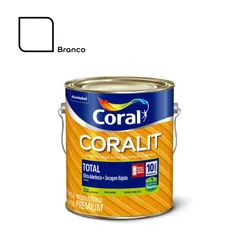 Esmalte Sintético Acetinado Branco 3,6L Coralit Premium para Madeiras e Metais