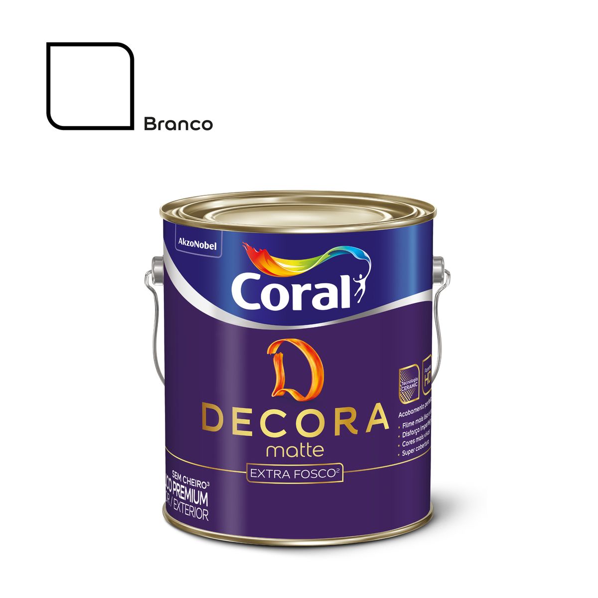 Tinta Acrílica Decora Fosco Branco 3.6L Coral, marca Coral - Foto Principal