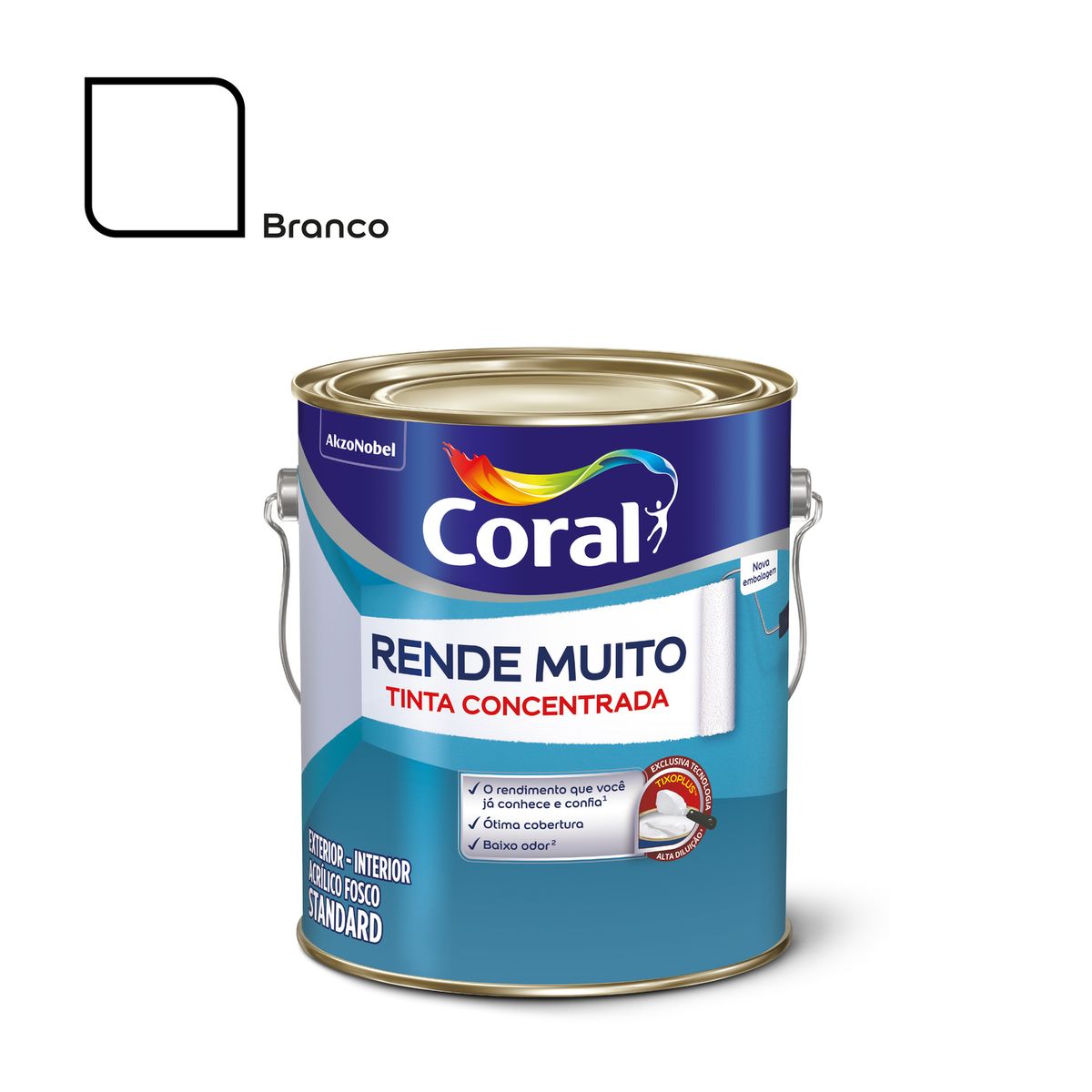 Tinta Acrílica Fosco Rende e Muito Standard 3,6L Branco, marca Coral - Foto Principal