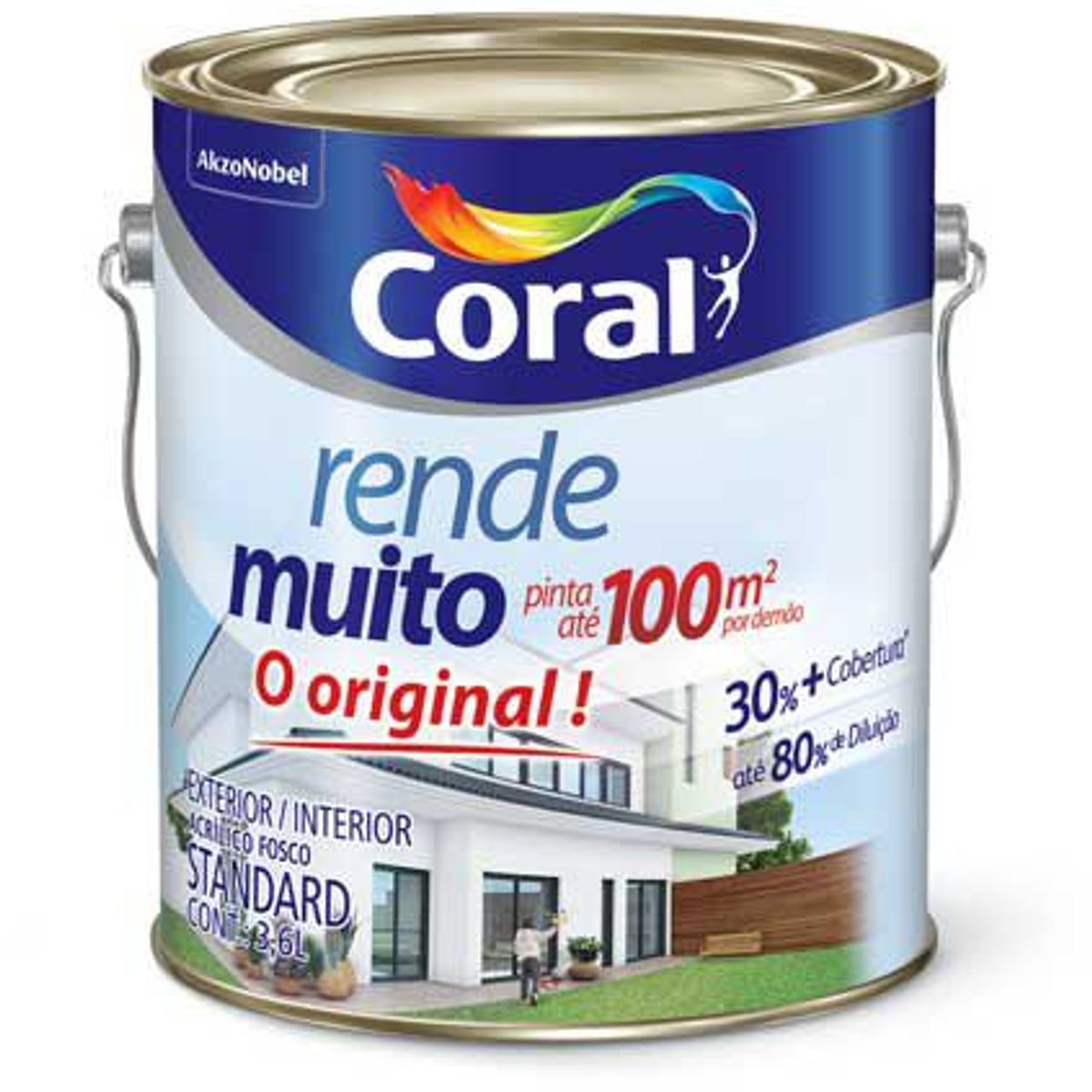 Tinta Acrílica Fosco Rende e Muito Standard 3,6L Branco, marca Coral - Foto 2