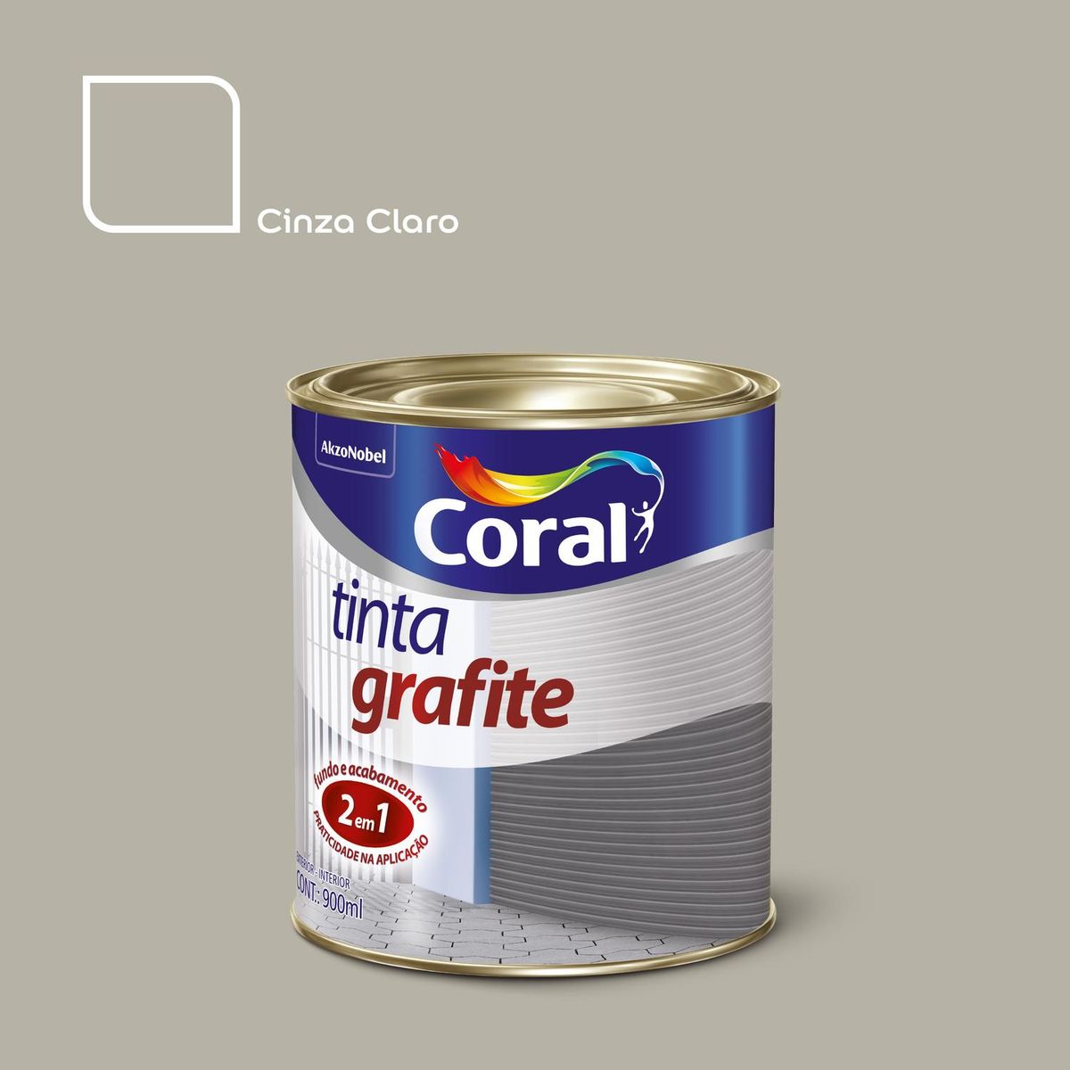 Tinta Grafite Claro 900ml Cinza Médio, marca Coral - Foto Principal