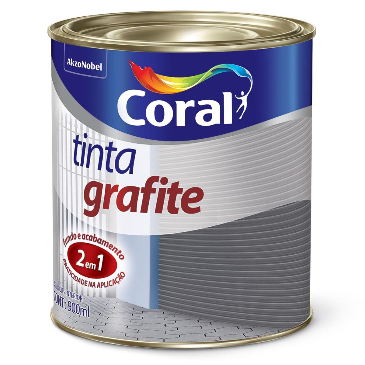 Tinta Grafite Claro 900ml Cinza Médio, marca Coral - Foto 2