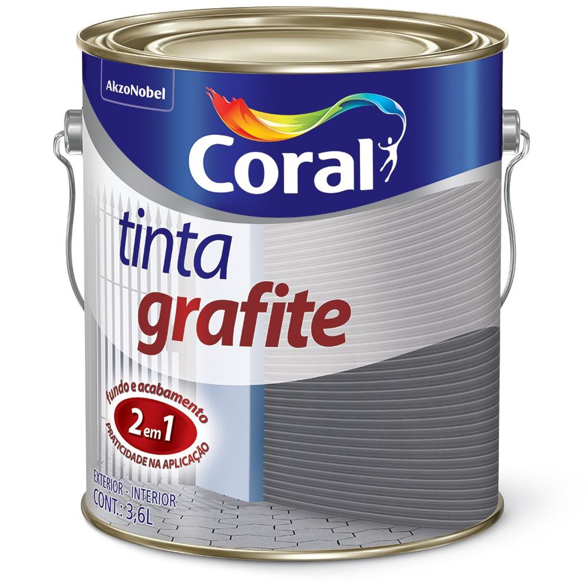 Tinta Grafite Claro 3,6L Cinza Médio, marca Coral - Foto 2