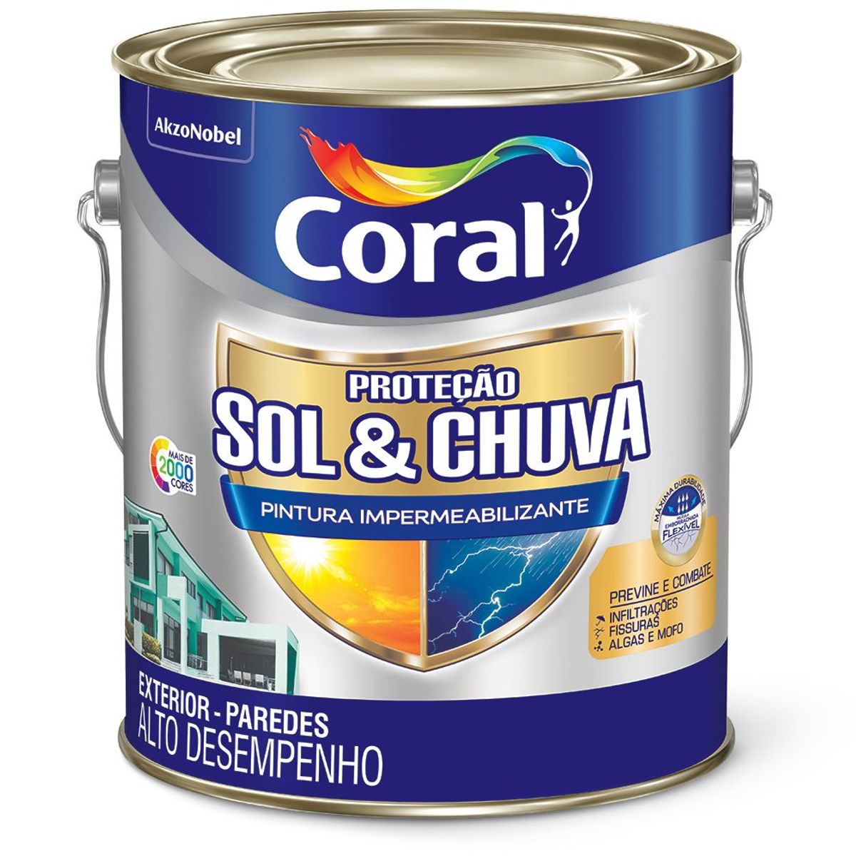 Tinta Fosco Acrílica Sol e Chuva Premium 3,6L Branco, marca Coral - Foto Principal