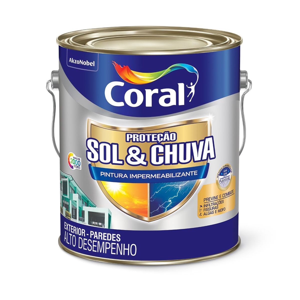 Tinta Fosco Acrílica Sol e Chuva Premium 3,6L Branco, marca Coral - Foto Principal