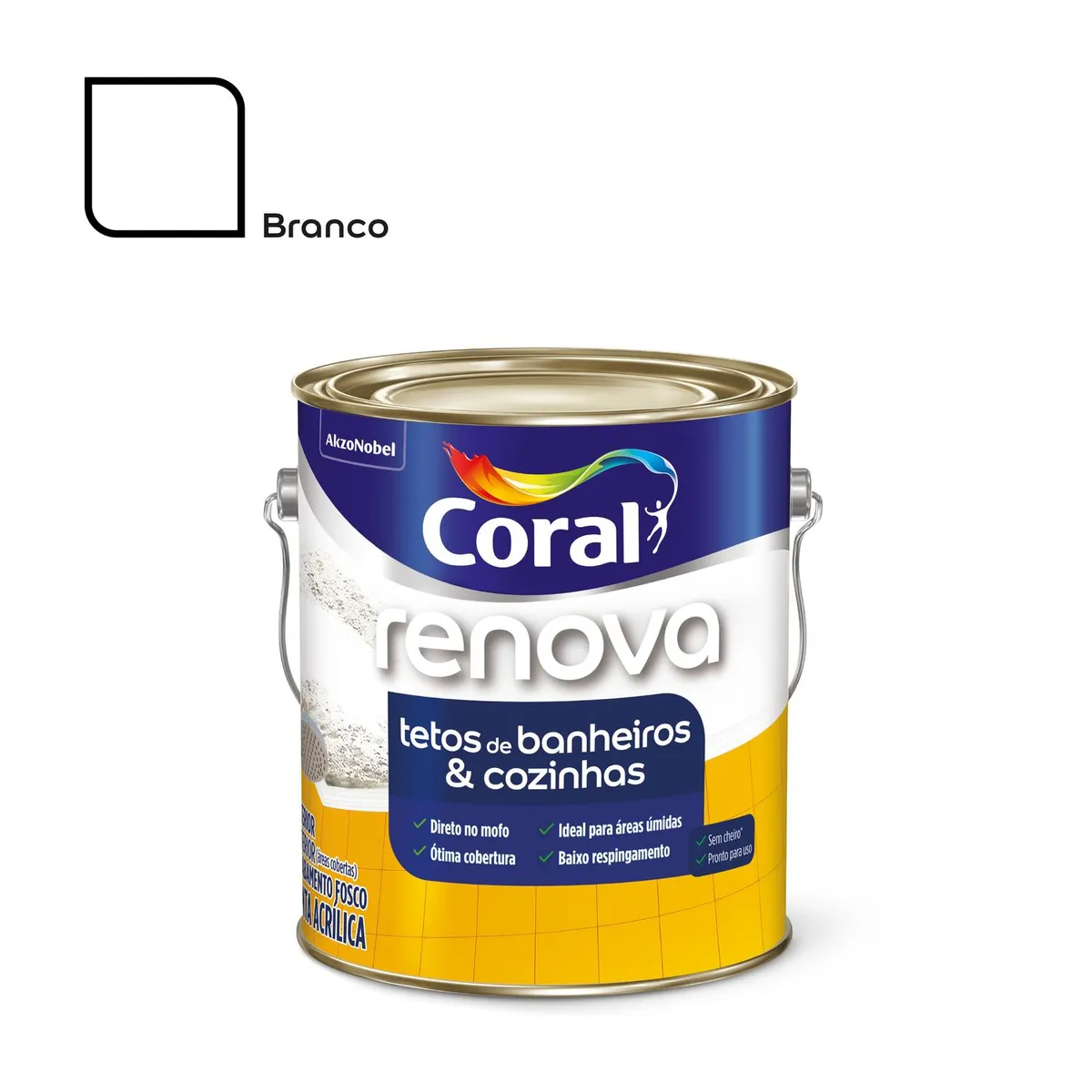 Tinta Fosco Chega de Mofo Econômico 3,6L Branco, marca Coral - Foto Principal