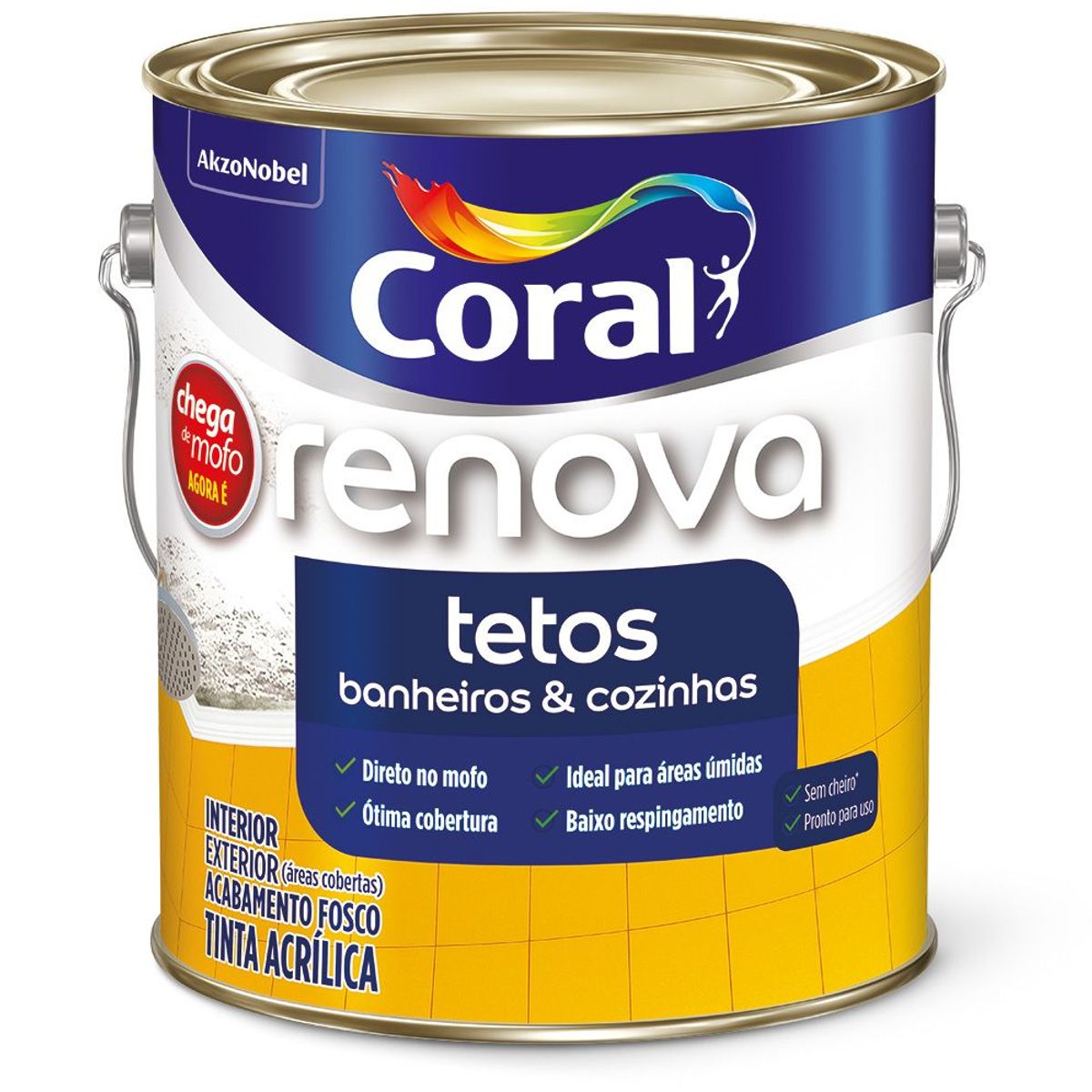 Tinta Fosco Chega de Mofo Econômico 3,6L Branco, marca Coral - Foto 2