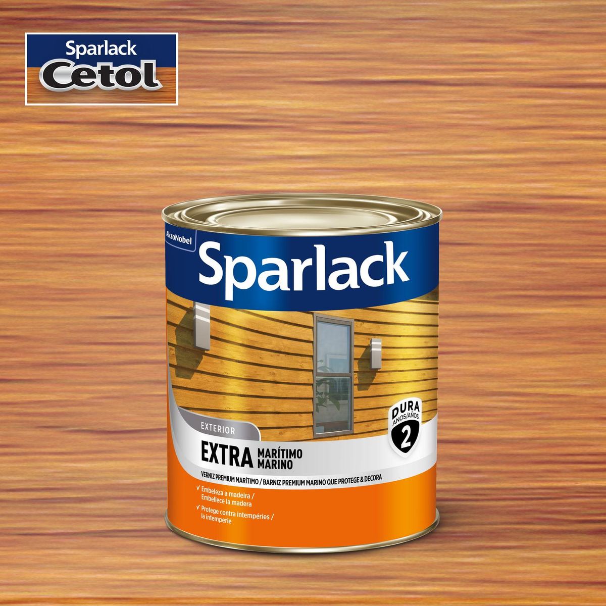 Verniz Marítimo Acetinado 0,9L Interior e Exterior Natural, marca Sparlack - Foto Principal