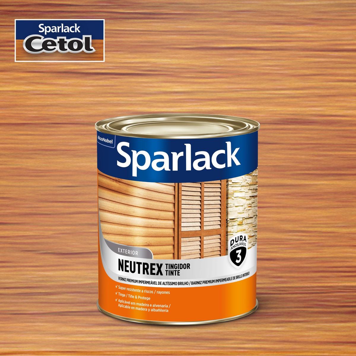 Verniz Neutrex 0,9L Interior e Exterior Castanho, marca Sparlack - Foto Principal