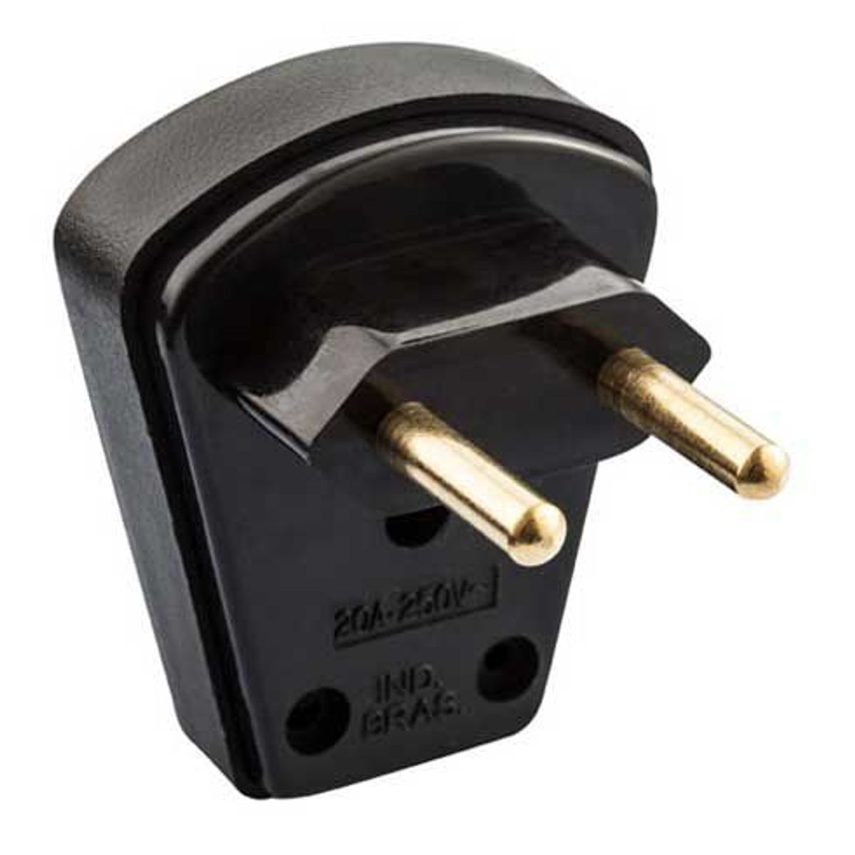 Plugue Macho 90° Preto 2 Polos 20A, marca Voltaggio - Foto Principal