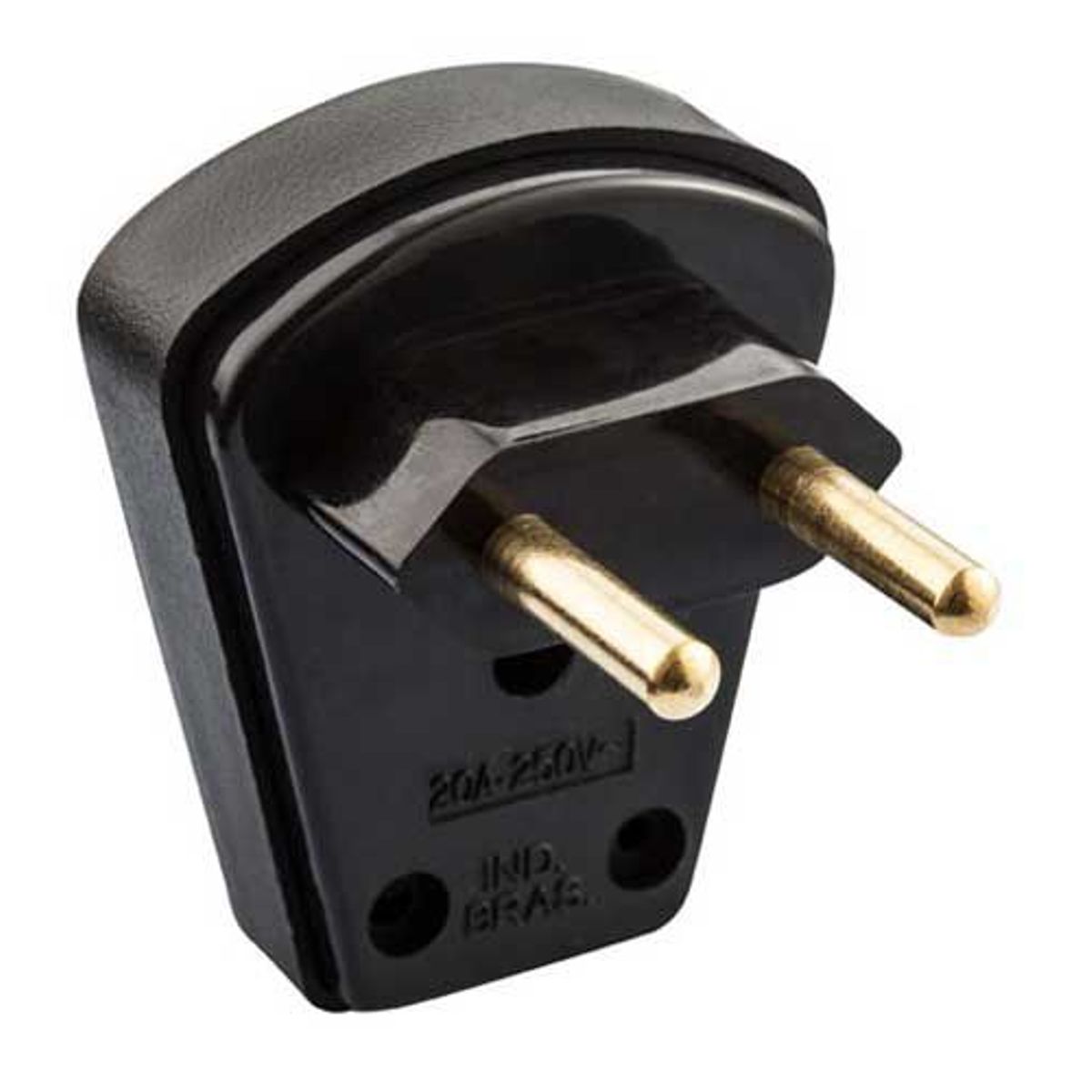 Plugue Macho 90° Preto 2 Polos 20A, marca Voltaggio - Foto Principal