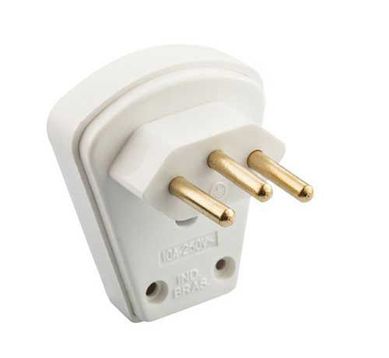 Plugue Macho 90 Branco 3 Polos 10A