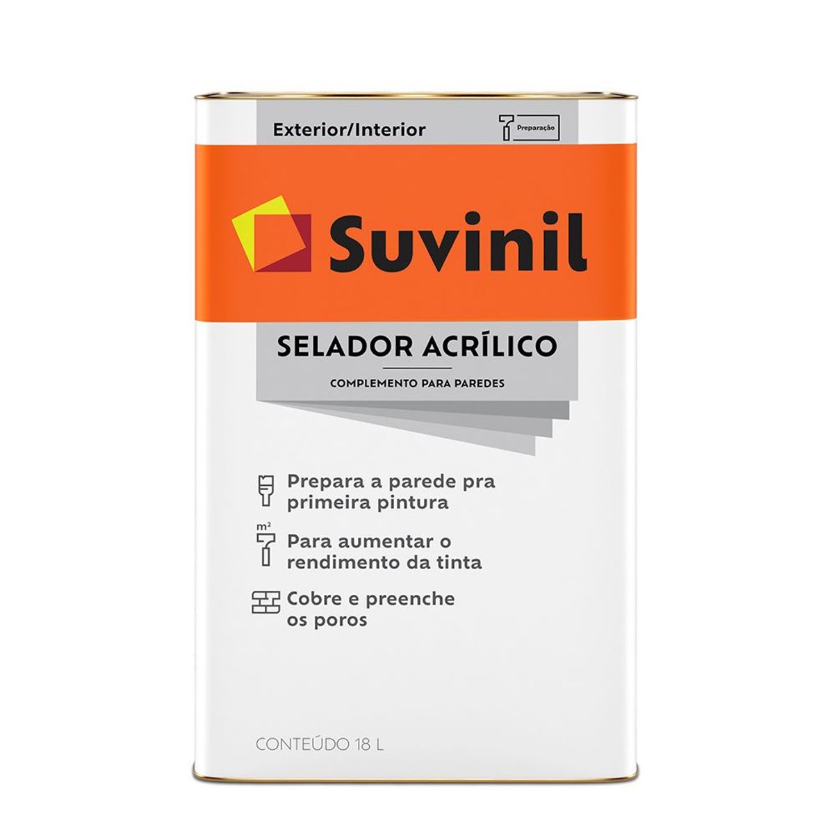 Seladora acrílica para parede 18 litros branco Suvinil, marca Suvinil - Foto Principal