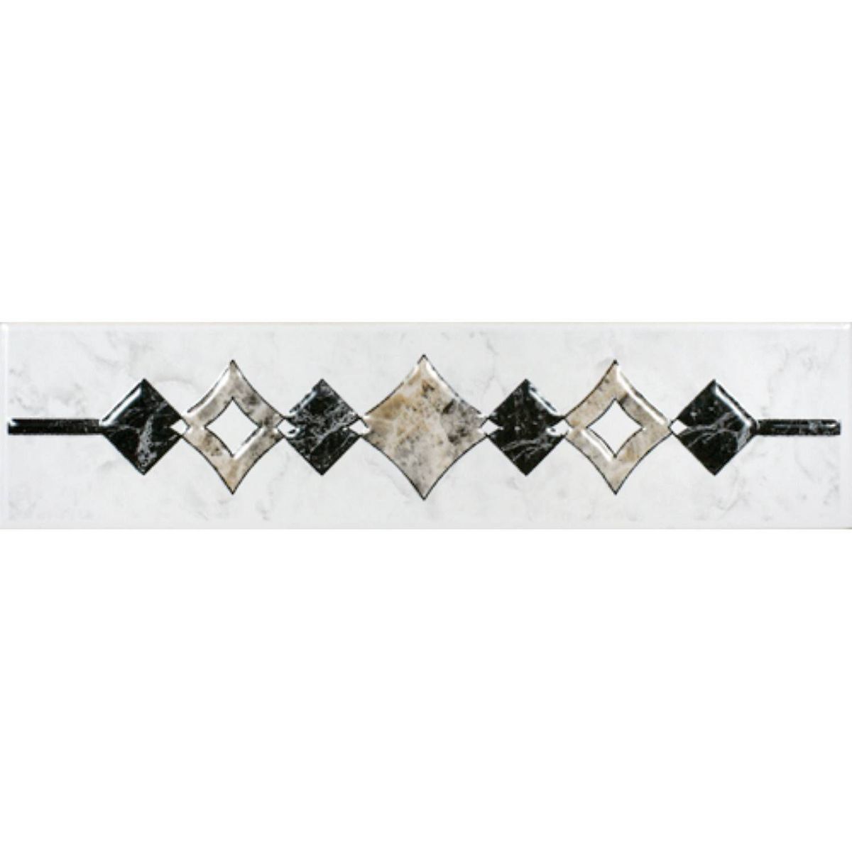 Faixa Pirâmide BK com 6 Peças 8,5x35cm Preto, marca Cêramica Gabriella - Foto Principal