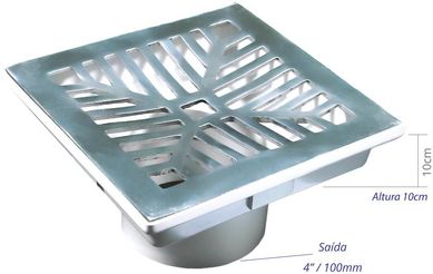 Caixa Coletora PVC Grelha Sada para Baixo, 18x18