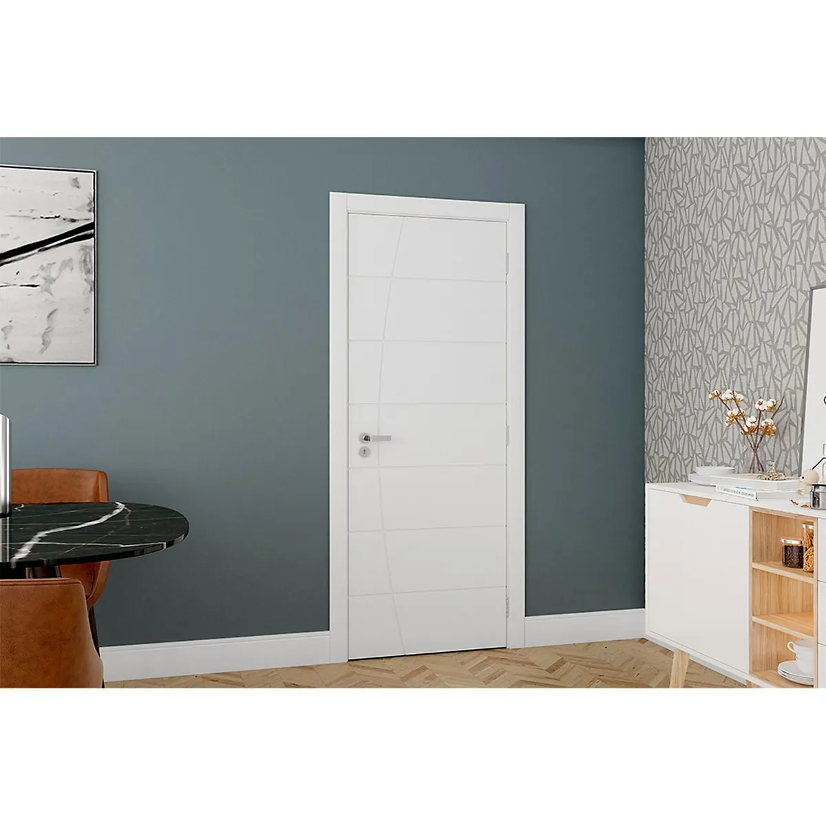 Folha de Porta Frisada Madeira Solida MDP Fundo Primer Branco 210x70x3,5cm Elegance, marca Vert - Foto 2
