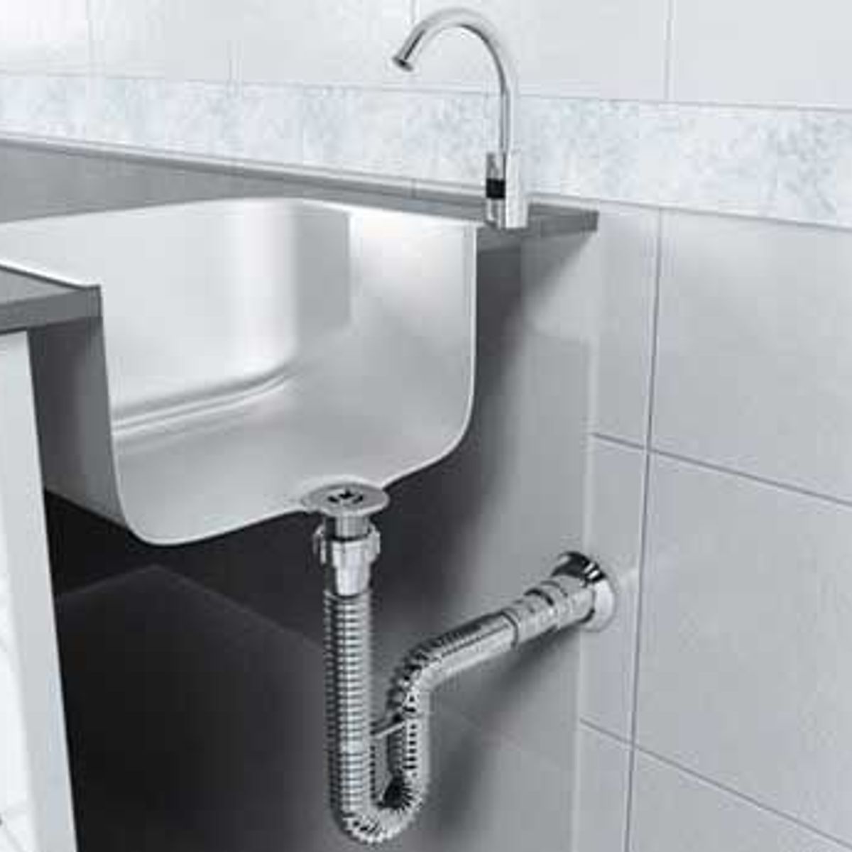 Sifão Tubo Extensível Universal 70Cm Cromado Com Suporte e Canopla, marca Censi - Foto 2