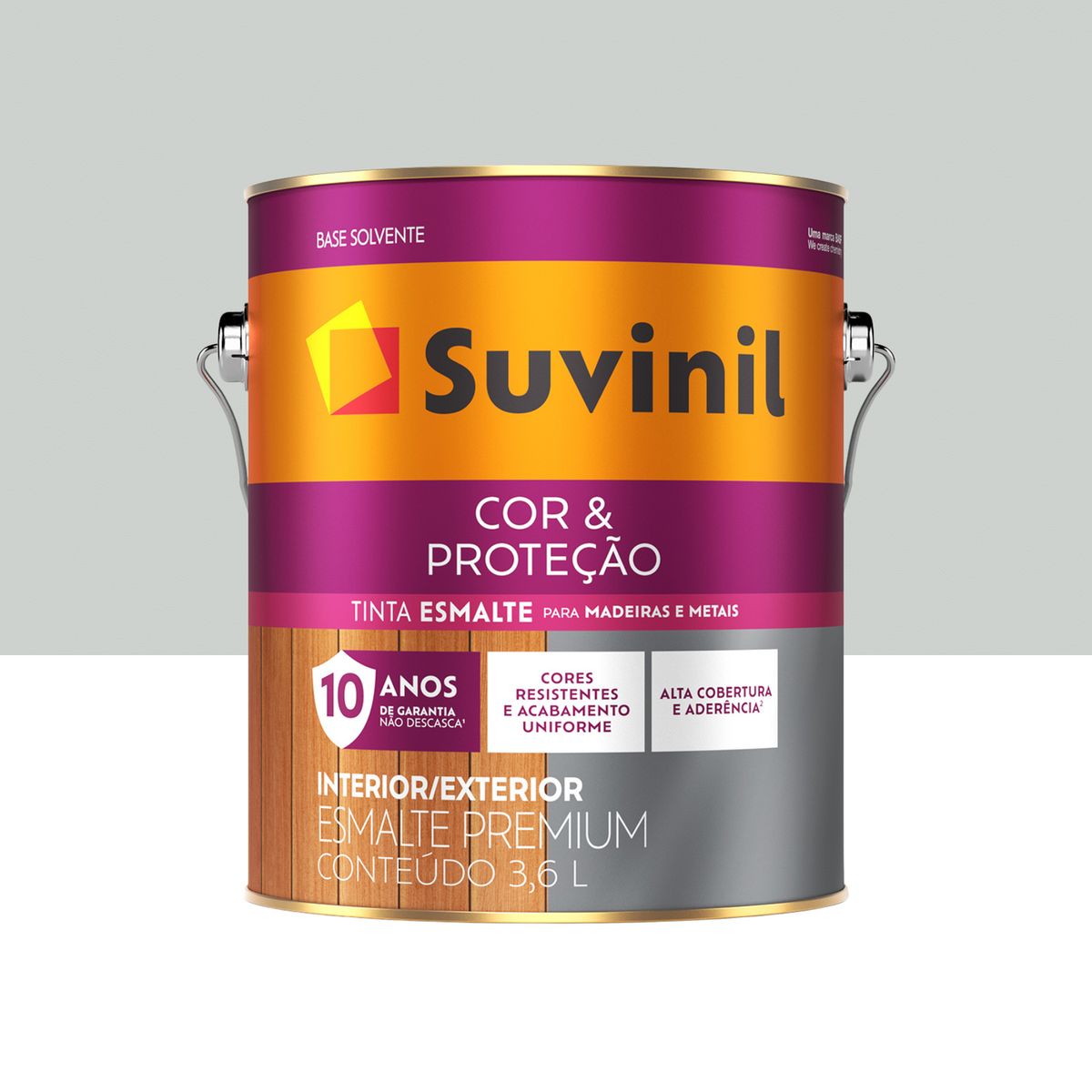 Esmalte Sintético Brilhante Alumínio 3,6L Premium para Madeiras e Metais, marca Suvinil - Foto Principal