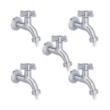 Kit com 5 Torneiras Jardim / Tanque com Adaptador para Mangueira C37 Izy 1/2 E 3/4" Metal